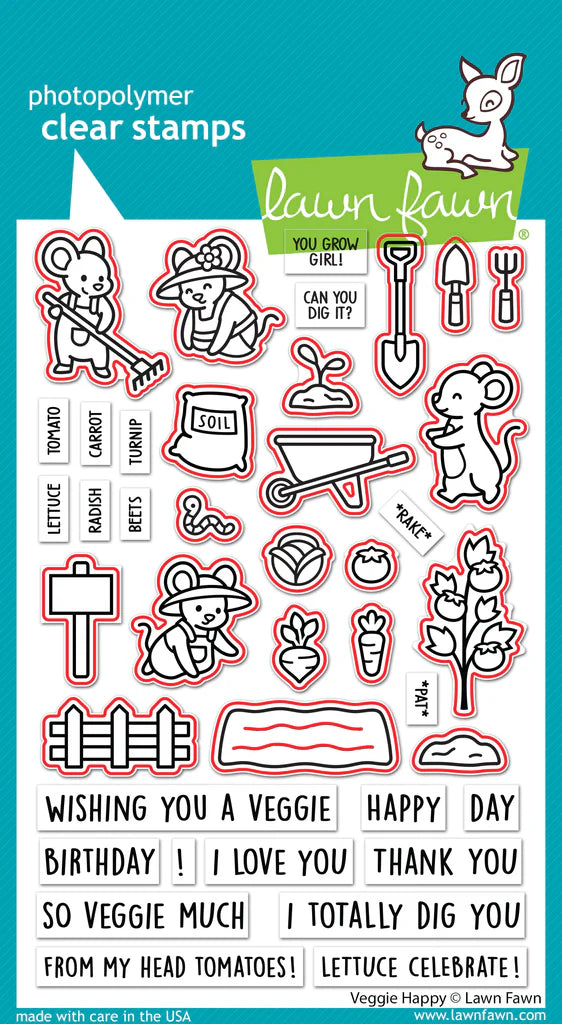 Veggie happy Stamps and Dies Bundle by Lawn Fawn